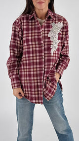 Camicia check ricamo strass H.