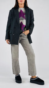 Giacca gessata cappuccio Vic.