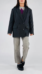 Giacca gessata cappuccio Vic.