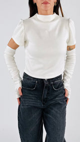 Maglia crop m/m+manicotto H.