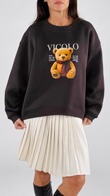 Felpa over orso strass Vic.