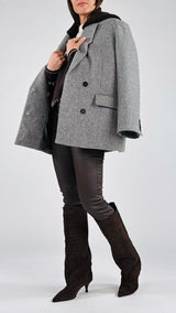 Giacca tweed cappuccio Vic.