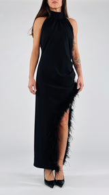 Abito spacco piume H.