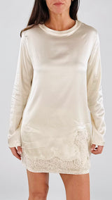 T-shirt raso fondo pizzo T.