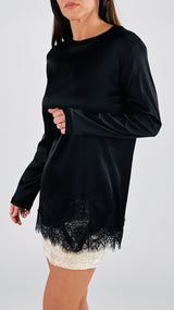 T-shirt raso fondo pizzo T.