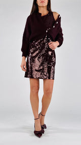 Mini portafoglio paillettes vino T.