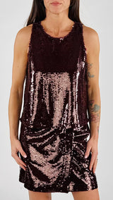 Canotta paillettes vino T.