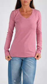 T-shirt scollo V m/l cotone H.