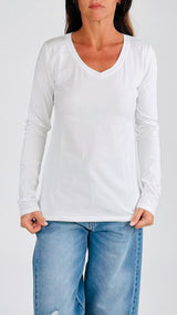 T-shirt scollo V m/l cotone H.