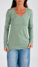 T-shirt scollo V m/l cotone H.