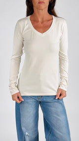 T-shirt scollo V m/l cotone H.