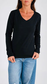 T-shirt scollo V m/l cotone H.