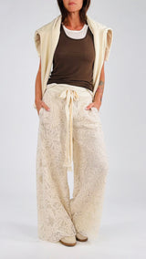 Pantalone palazzo macramè T.