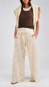 Pantalone palazzo macramè T.