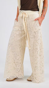 Pantalone palazzo macramè T.