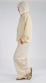 Felpa cappuccio macramè T.