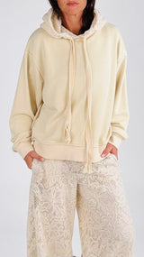 Felpa cappuccio macramè T.