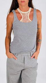 Canotta costina collo pizzo H.