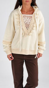 Felpa cappuccio crochet+nappe T.