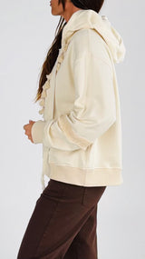 Felpa cappuccio crochet+nappe T.