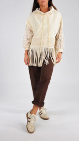 Felpa cappuccio frange H.