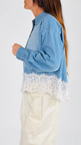 Camicia chambray macramè T.