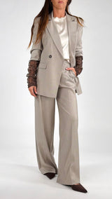 Giacca gessata manica pizzo H.