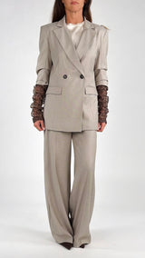 Giacca gessata manica pizzo H.