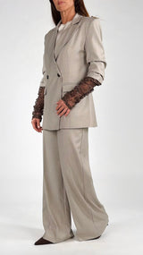 Giacca gessata manica pizzo H.