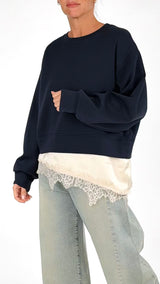 Felpa m/l fondo raso pizzo H.