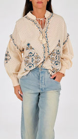 Camicia coreana fil a fil ricami