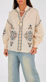 Camicia coreana fil a fil ricami