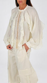 Camicia rouches operata micropaillettes You