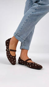 Ballerina ecocamoscio borchie