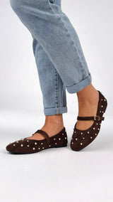 Ballerina ecocamoscio borchie