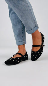 Ballerina ecocamoscio borchie