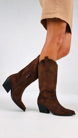 Texano ecocamoscio intarsi