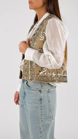 Gilet ricami paillettes+perline T.