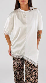 T-shirt cotone raso pizzo H.
