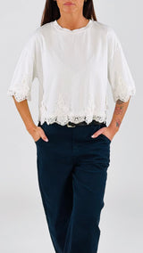 T-shirt crop macramè H.