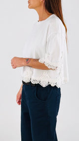 T-shirt crop macramè H.