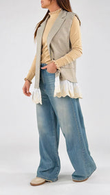 Gilet quadretto fondo ricamo Vic.
