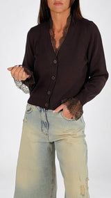 Cardigan cotone pizzo Vic.