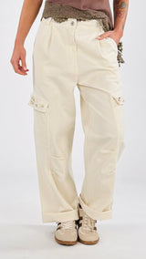 Pantalone cargo drill perle Kiki