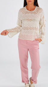 Camicia girocollo georgette+pizzo You