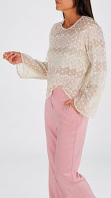 Camicia girocollo georgette+pizzo You