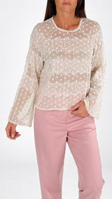 Camicia girocollo georgette+pizzo You