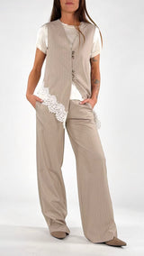 Pantalone gessato tela leggera H.