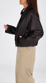 Bomber ecopelle intrecciato H.