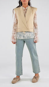 Gilet crop gessato Vic.